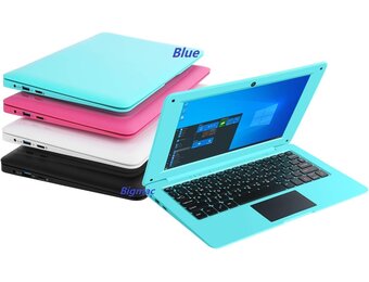 Bigmac Windows 10 Computer Laptop Mini 10,1 inch 32 GB ultradun en licht Netbook Intel Quad Core CPU PC HDMI WiFi USB Netflix YouTube (blauw)