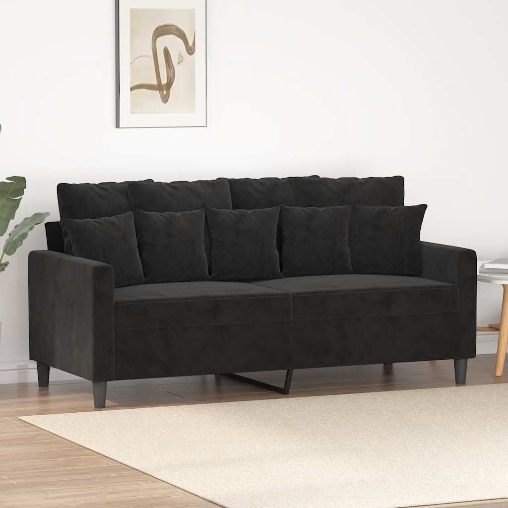 Tweezitsbank 140 cm fluweel zwart met 35% korting