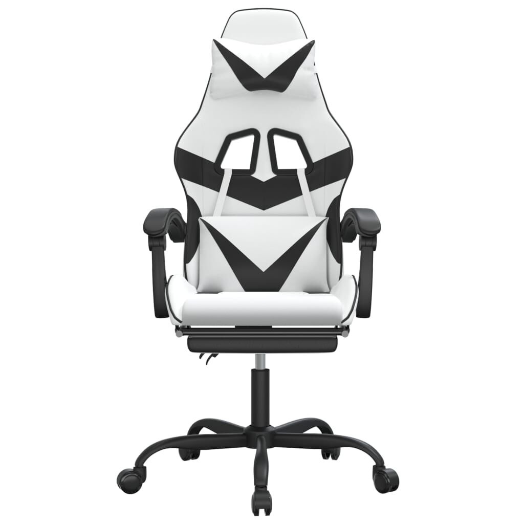 vidaXL Gamestoel met voetensteun kunstleer wit en zwart