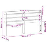 vidaXL Hoofdbord met schappen 150 cm massief grenenhout wasbruin