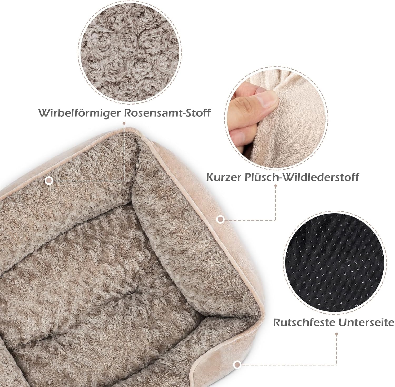JOEJOY Hondenmand voor grote honden, wasbaar, wollig, antislip, anti-angst, hondenbedden, zacht, comfortabel, hondenmand voor grote honden en katten, 89 x 63 x 23 cm