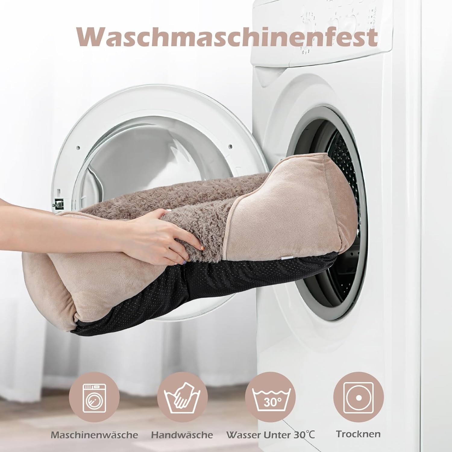 JOEJOY Hondenmand voor grote honden, wasbaar, wollig, antislip, anti-angst, hondenbedden, zacht, comfortabel, hondenmand voor grote honden en katten, 89 x 63 x 23 cm