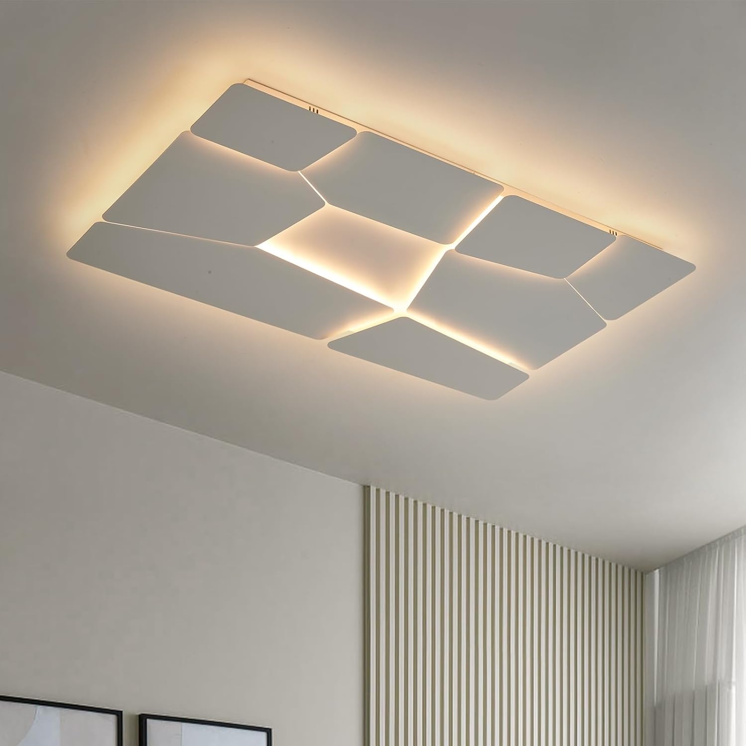 Moderne LED Plafondlamp 90x60 cm Mat Wit, Dimbaar met Afstandsbediening