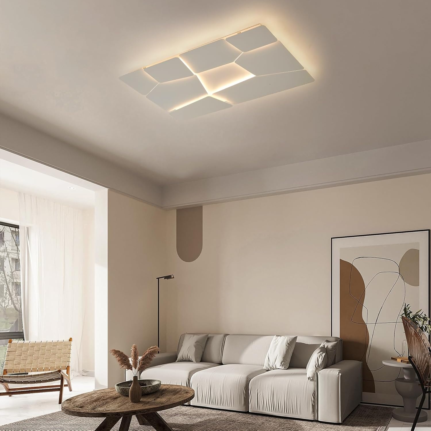Moderne LED Plafondlamp 90x60 cm Mat Wit, Dimbaar met Afstandsbediening