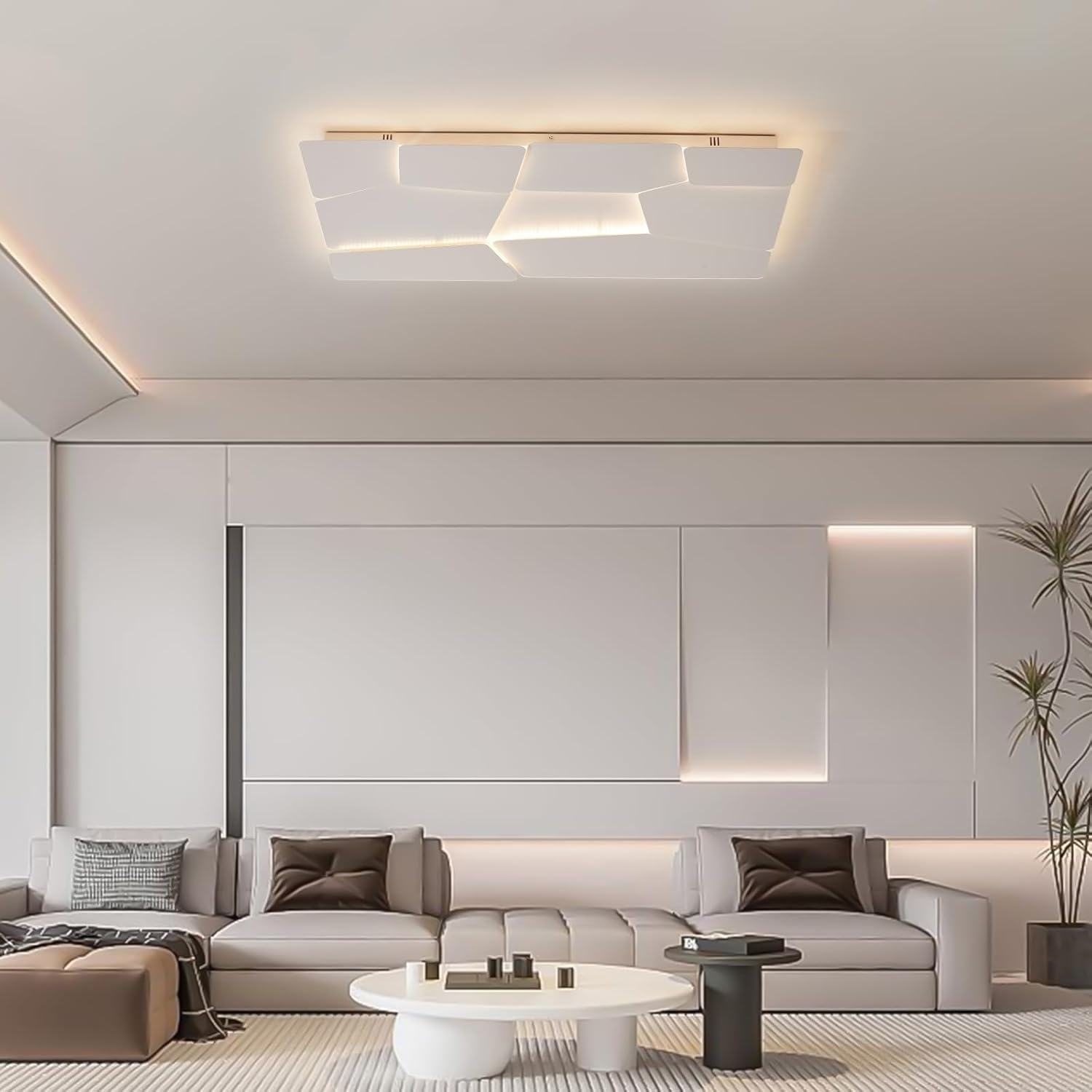 Moderne LED Plafondlamp 90x60 cm Mat Wit, Dimbaar met Afstandsbediening