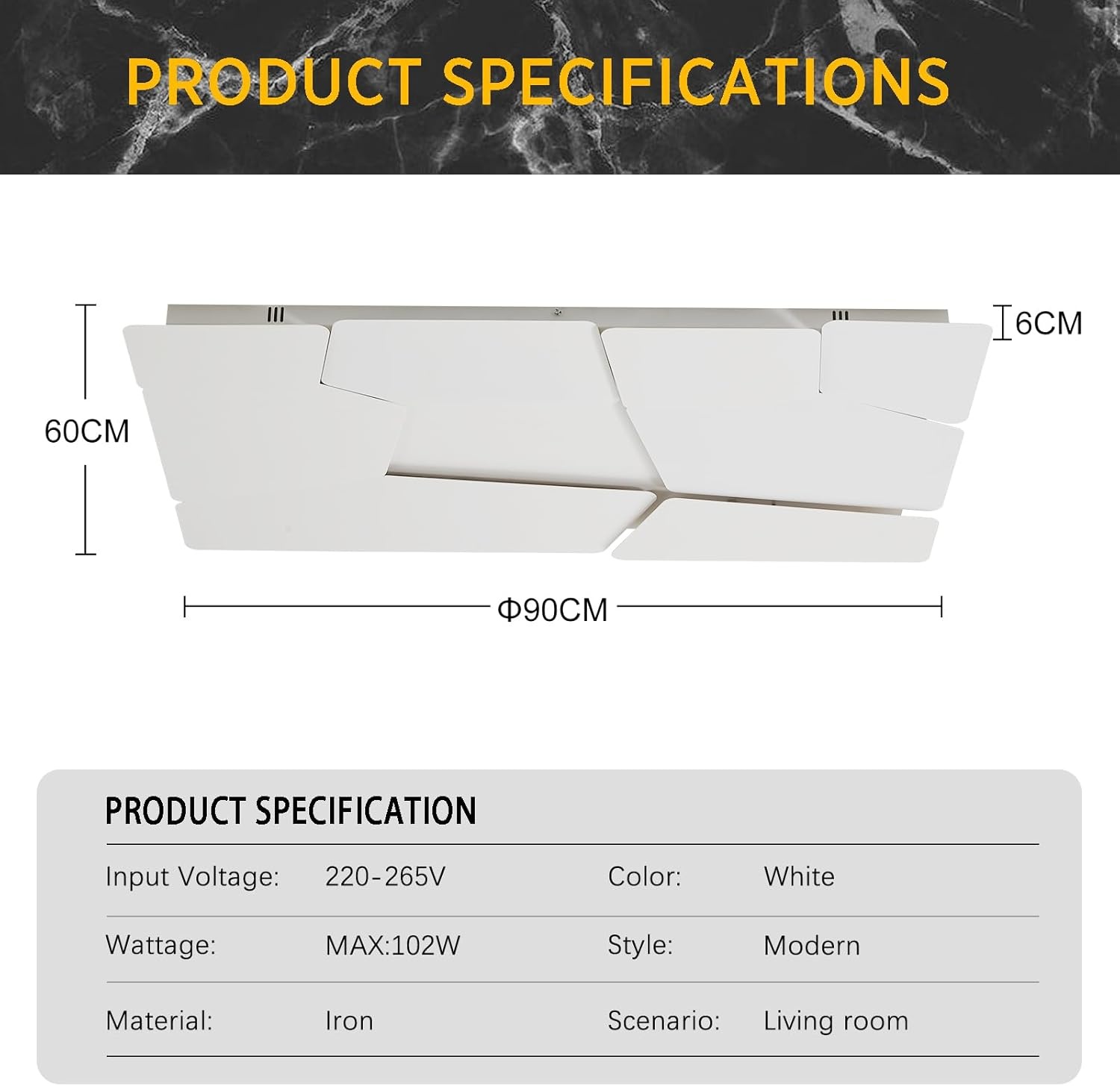 Moderne LED Plafondlamp 90x60 cm Mat Wit, Dimbaar met Afstandsbediening