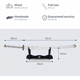 Katana One Piece Manga-zwaard + zwaardhouder hout + riem - Samurai Catana Cosplay Anime - houten zwaard voor kinderen en volwassenen - Ninja decoratief kostuum sabels