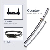 Katana One Piece Manga-zwaard + zwaardhouder hout + riem - Samurai Catana Cosplay Anime - houten zwaard voor kinderen en volwassenen - Ninja decoratief kostuum sabels