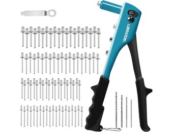 Libraton Popklinknageltangset, klinknageltangset, blindklinknageltang met 80-delige blindklinknagels en 4-delige HSS-boor, professioneel klinkgereedschap voor auto's, spoorwegen, meubels, instrument