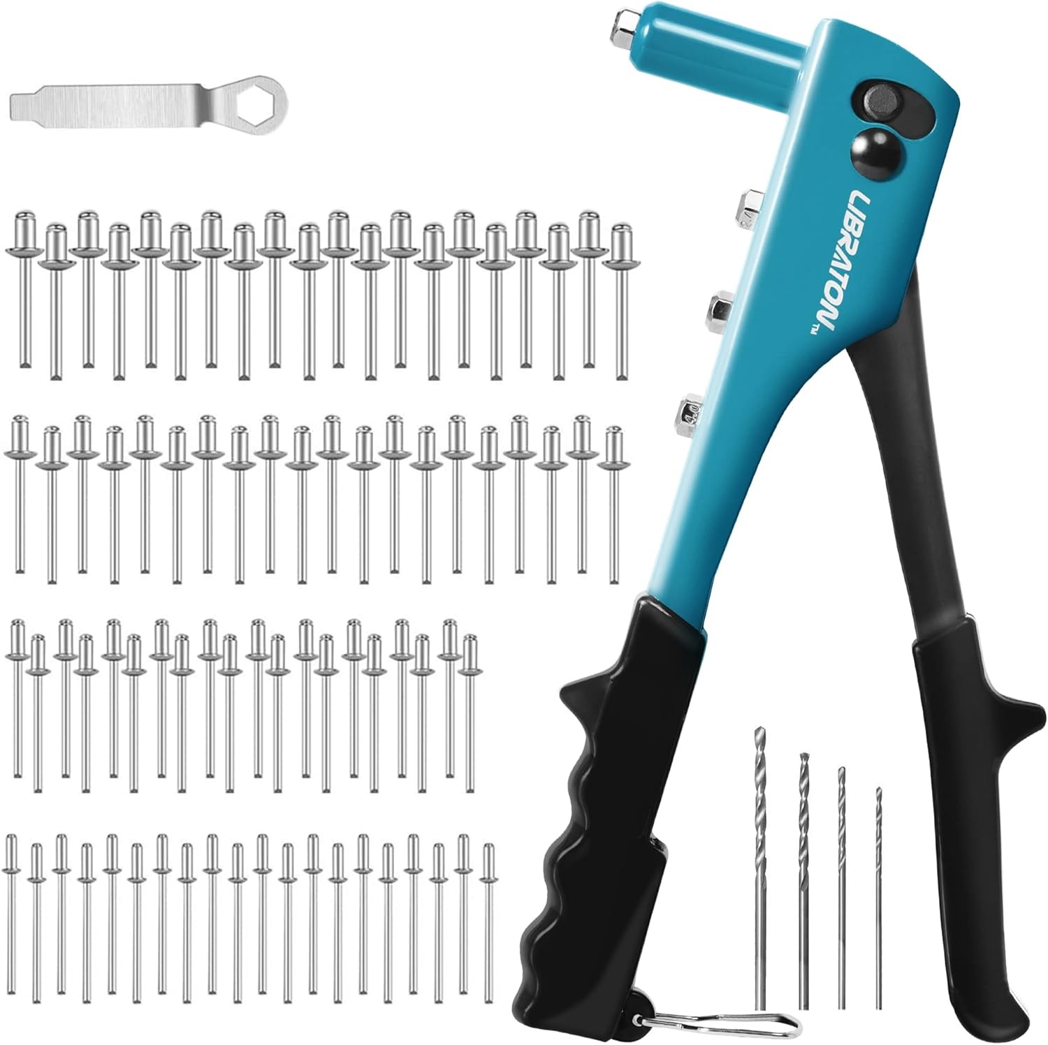 Libraton Popklinknageltangset, klinknageltangset, blindklinknageltang met 80-delige blindklinknagels en 4-delige HSS-boor, professioneel klinkgereedschap voor auto's, spoorwegen, meubels, instrument