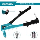 Libraton Popklinknageltangset, klinknageltangset, blindklinknageltang met 80-delige blindklinknagels en 4-delige HSS-boor, professioneel klinkgereedschap voor auto's, spoorwegen, meubels, instrument