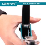Libraton Popklinknageltangset, klinknageltangset, blindklinknageltang met 80-delige blindklinknagels en 4-delige HSS-boor, professioneel klinkgereedschap voor auto's, spoorwegen, meubels, instrument