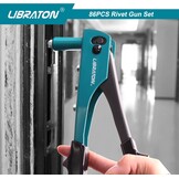 Libraton Popklinknageltangset, klinknageltangset, blindklinknageltang met 80-delige blindklinknagels en 4-delige HSS-boor, professioneel klinkgereedschap voor auto's, spoorwegen, meubels, instrument