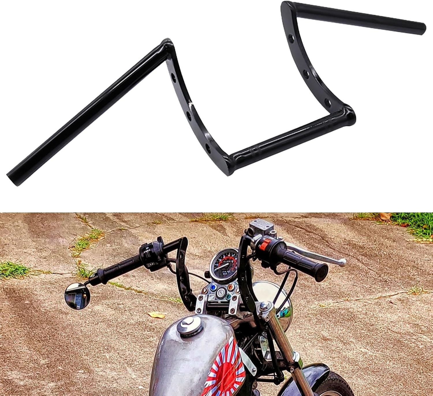 Motorfiets Stuur Z Bars 22mm 7/8" Stuur Voor Drag Custom Bobber Chopper Cruisers Softail Dyna Sportster - Zwart