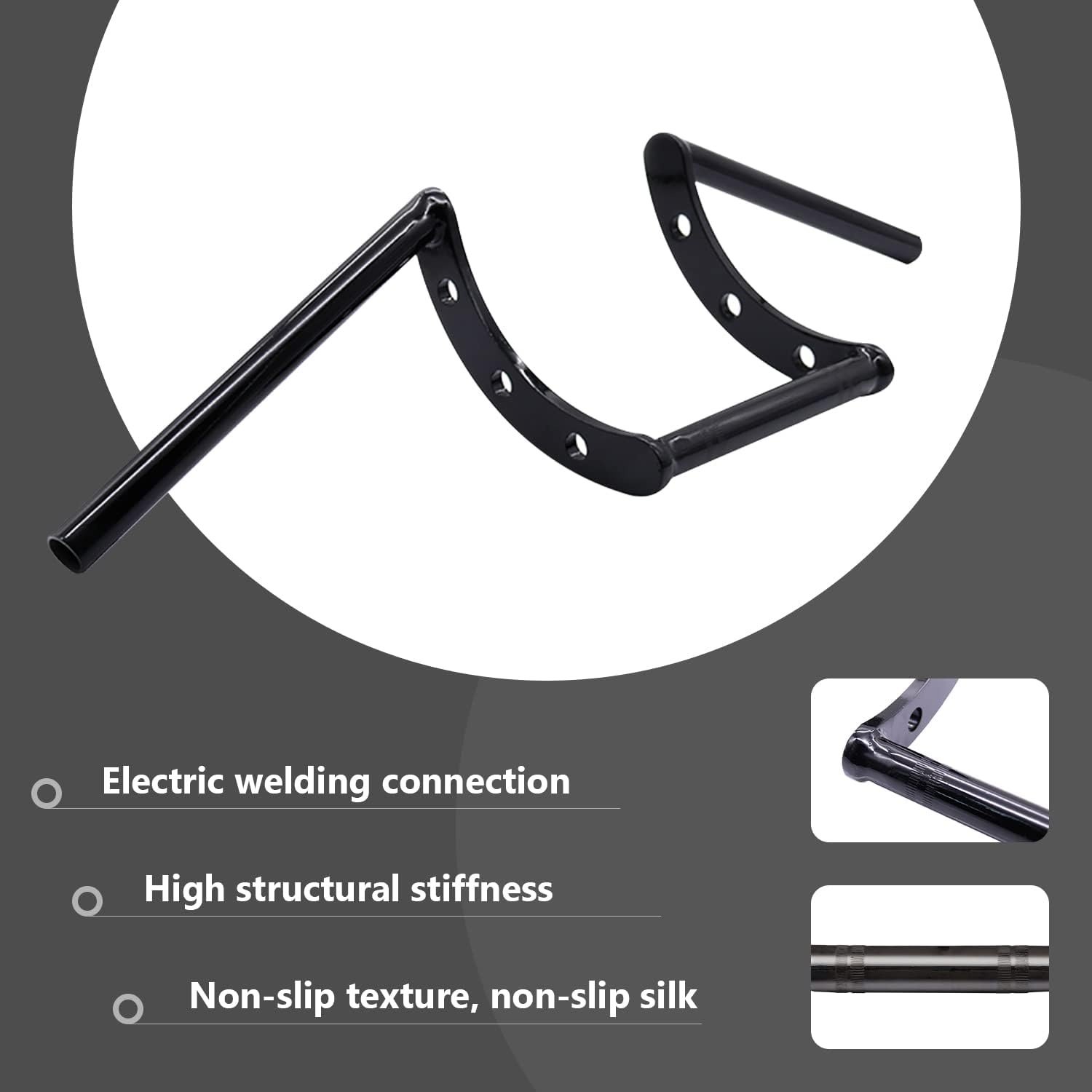 Motorfiets Stuur Z Bars 22mm 7/8" Stuur Voor Drag Custom Bobber Chopper Cruisers Softail Dyna Sportster - Zwart