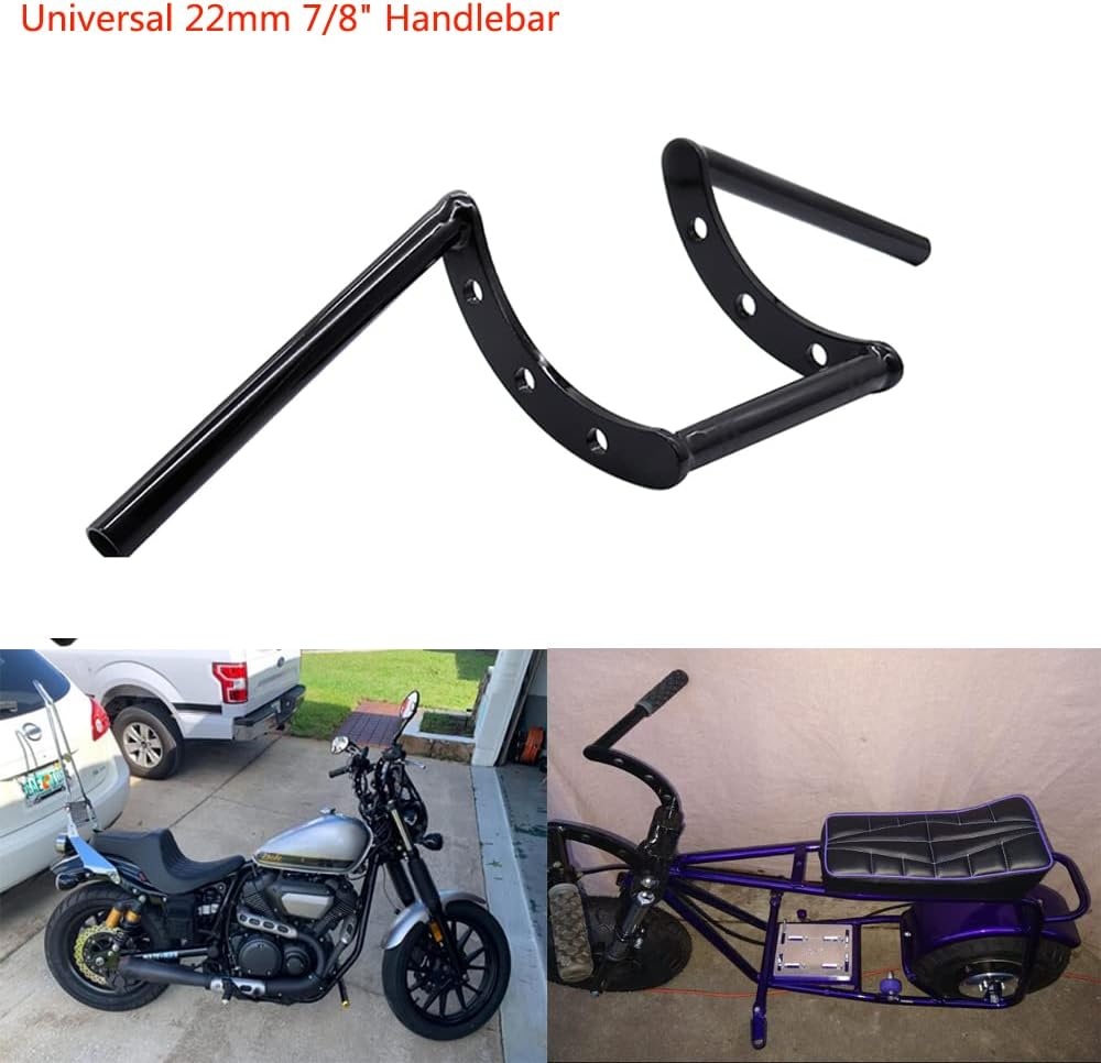 Motorfiets Stuur Z Bars 22mm 7/8" Stuur Voor Drag Custom Bobber Chopper Cruisers Softail Dyna Sportster - Zwart