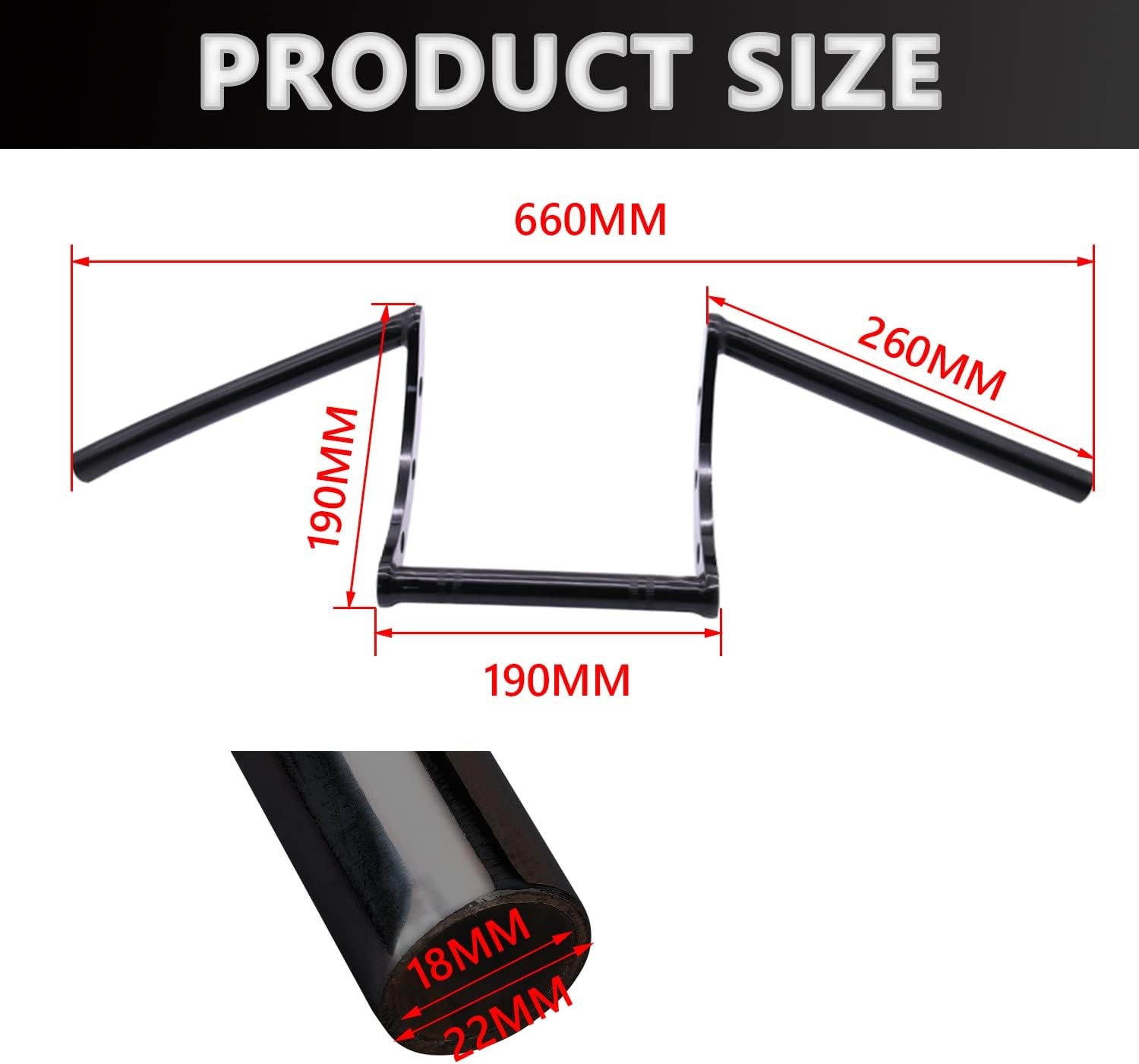 Motorfiets Stuur Z Bars 22mm 7/8" Stuur Voor Drag Custom Bobber Chopper Cruisers Softail Dyna Sportster - Zwart