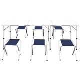 vidaXL Campingtafel in hoogte verstelbaar met 6 krukken 180x60 cm