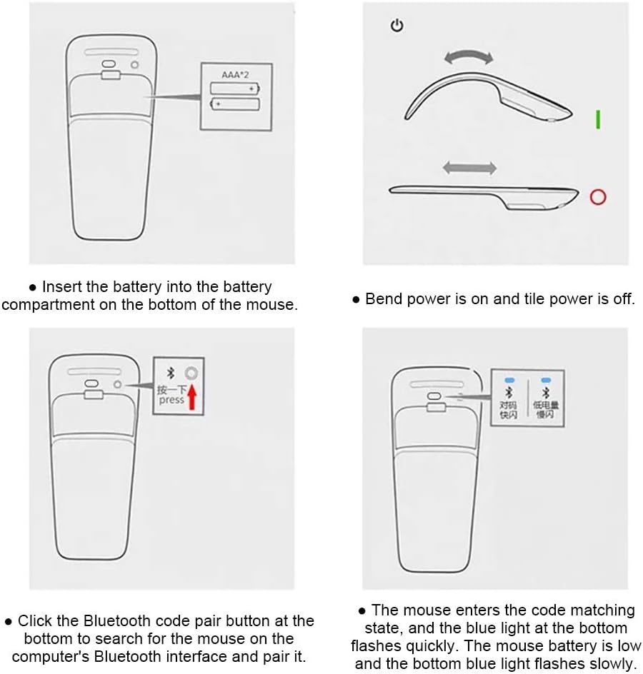 Goshyda Opvouwbare muis, ultradun ergonomisch ontwerp, stabiele prestaties, ARC Touch Mouse voor pc (#2)