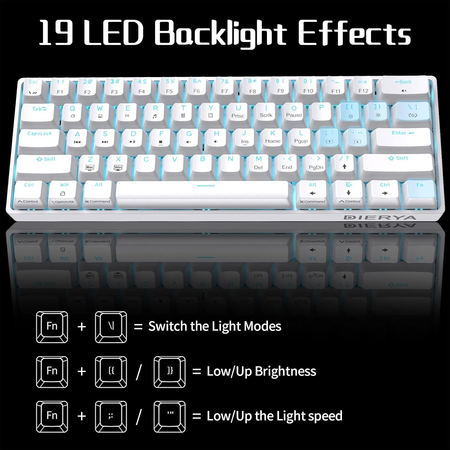 DIERYA DK61se Gaming Toetsenbord,60% Mechanisch Toetsenbord met Red Linear Switch,Ultra-compacte MiMi 61 Toetsen, Anti-Ghosting,Type C-Datakabel, Amerikaanse Lay-Out voor pc,Windows
