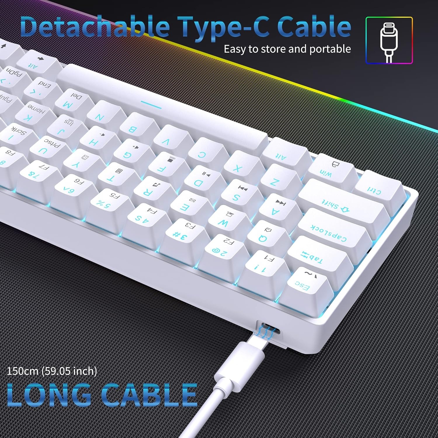DIERYA DK61se Gaming Toetsenbord,60% Mechanisch Toetsenbord met Red Linear Switch,Ultra-compacte MiMi 61 Toetsen, Anti-Ghosting,Type C-Datakabel, Amerikaanse Lay-Out voor pc,Windows