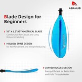 Abahub Kajakpeddel, 230 cm, Aluminiumlegering Schacht, Blauw
