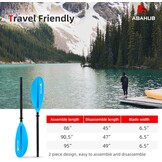 Abahub Kajakpeddel, 230 cm, Aluminiumlegering Schacht, Blauw