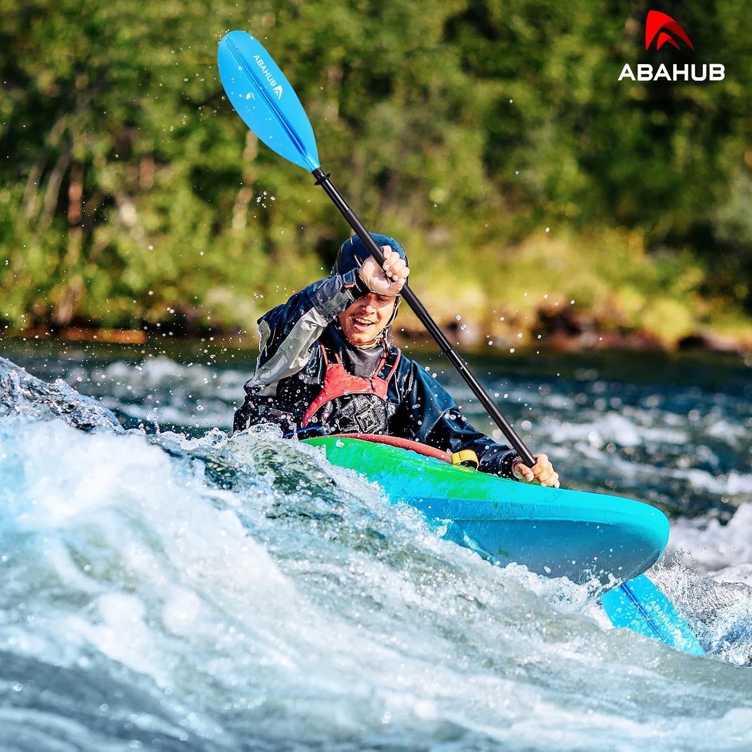 Abahub Kajakpeddel, 230 cm, Aluminiumlegering Schacht, Blauw