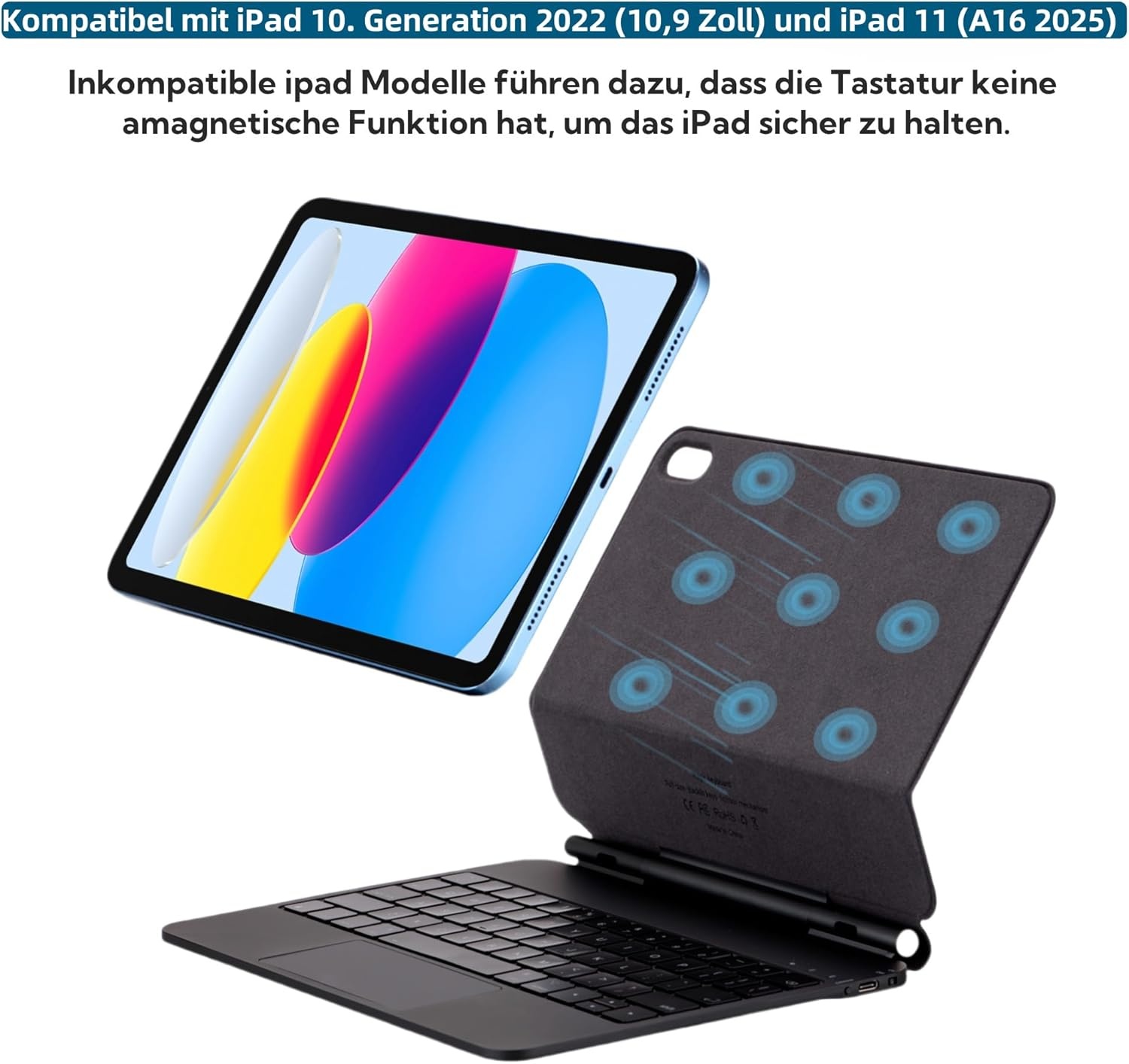 Magic Keyboard Hoes met Trackpad voor iPad 10e Generatie (2022) & 11e Generatie (2025) - Zwart, QWERTZ Layout, Verlicht