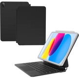 Nuflaz Beschermhoes met toetsenbord voor iPad 10e generatie 2022, Magic Keyboard met Multi-Touch-trackpad, achtergrondverlichting 7 kleuren, zwart grijs (X7)