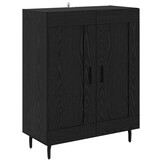 vidaXL Dressoir Zwart Eiken 69,5 x 34 x 90 cm Gemonteerd hout en ijzer