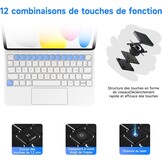 HOU iPad 10e generatie toetsenbord met trackpad, 7 kleuren achtergrondverlichting, AZERTY, wit