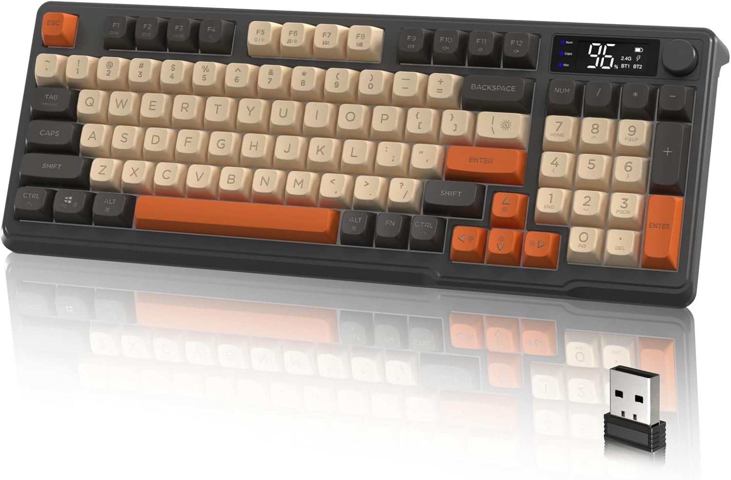 M96 Gaming Toetsenbord Draadloos 2.4G/Bluetooth 5.0 Grijs