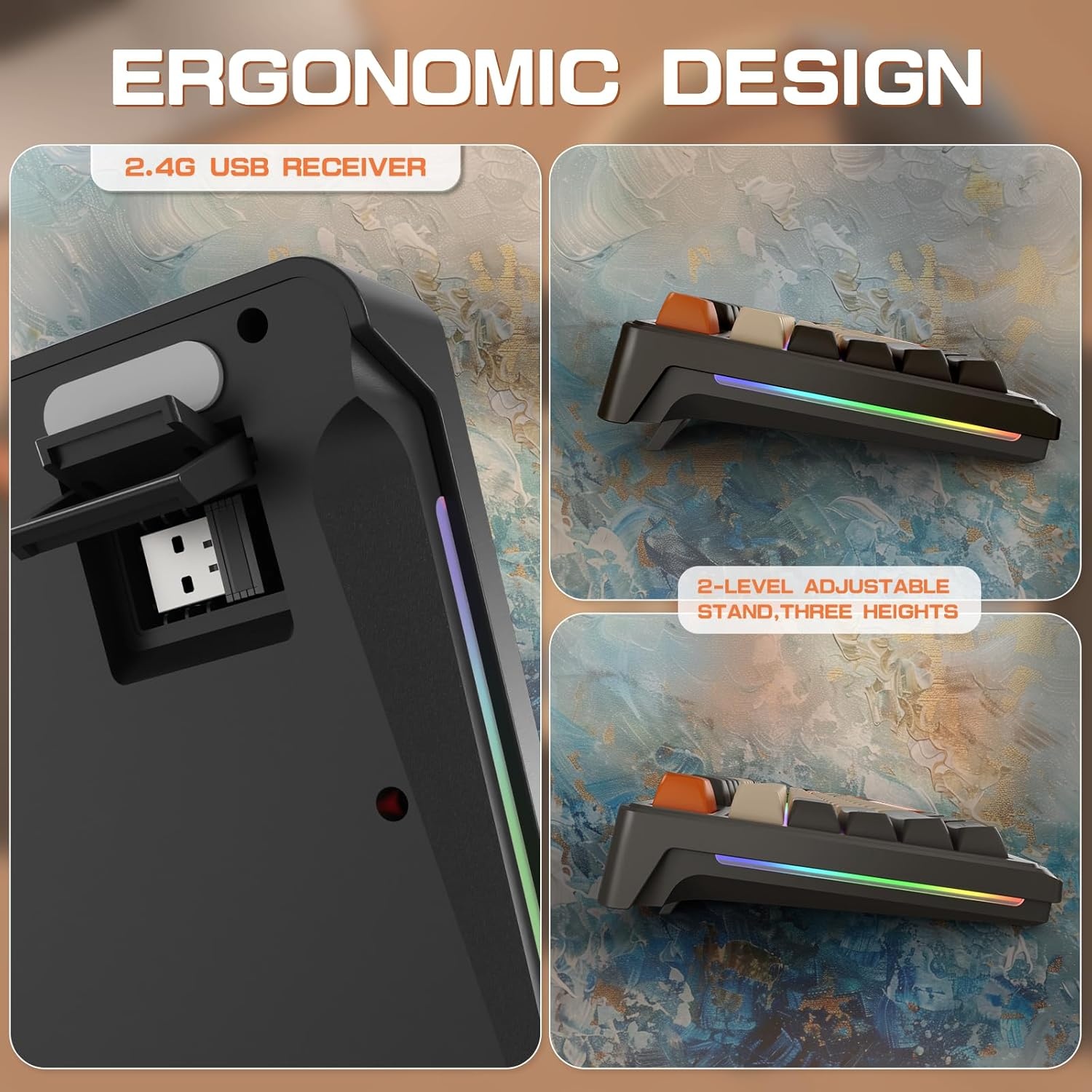 M96 Gaming Toetsenbord Draadloos 2.4G/Bluetooth 5.0 Grijs
