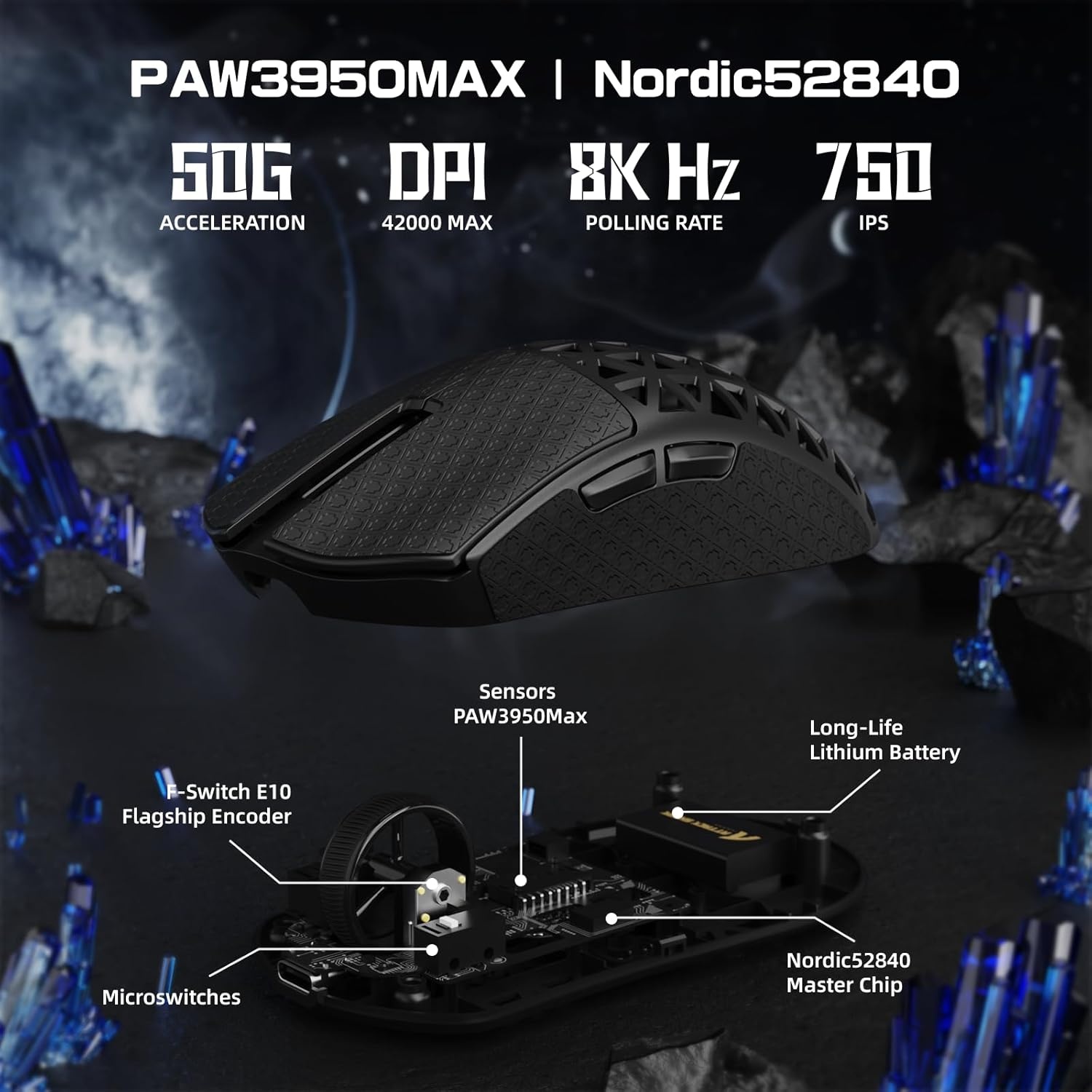 Ultralichte Gamingmuis Koolstofvezel 42000 DPI 8000Hz - 36% Korting