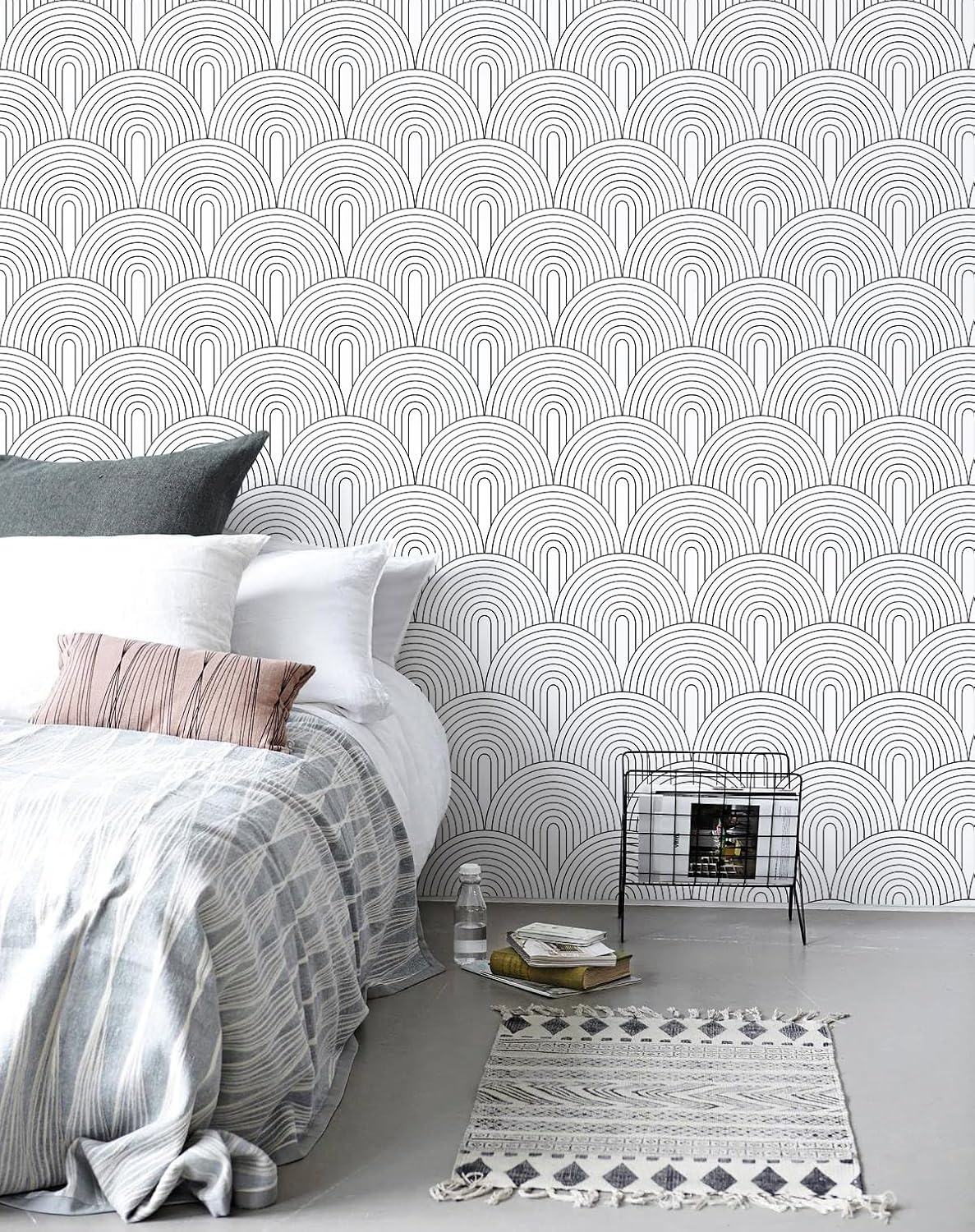 myforHD Zelfklevend behang, minimalistisch, modern, met geometrisch strepenpatroon, voor badkamer, woonkamer, keuken en slaapkamer