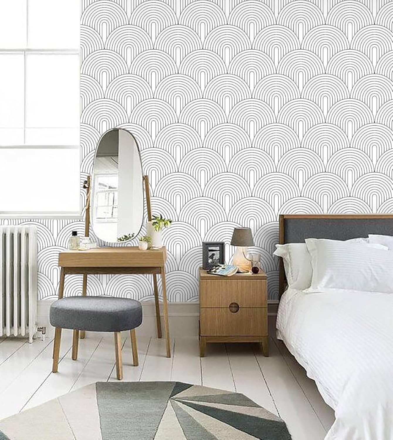 myforHD Zelfklevend behang, minimalistisch, modern, met geometrisch strepenpatroon, voor badkamer, woonkamer, keuken en slaapkamer