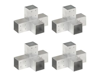 4x X-vormige paalverbindingen, 81mm, gegalvaniseerd metaal - 51% Korting!