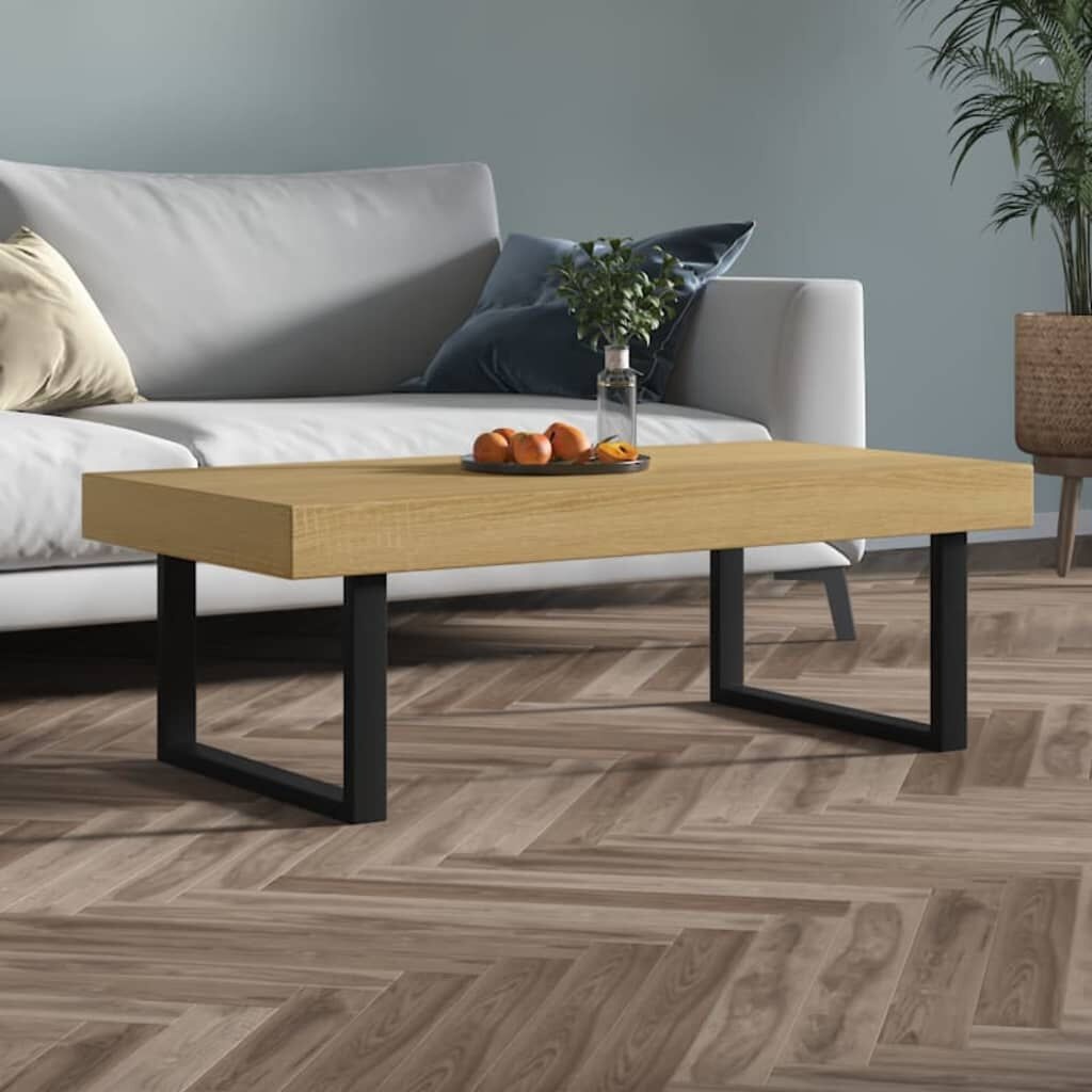 vidaXL Salontafel 120x60x40 cm MDF/IJzer - Lichtbruin/Zwart (35% Korting)
