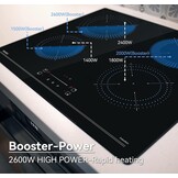 Inductiekookplaat 60cm, 4 Zones, 7400W - 60% Korting!