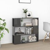 Hoogglans Grijze Boekenkast / Kamerscherm 100x24x94 cm - 34% Korting