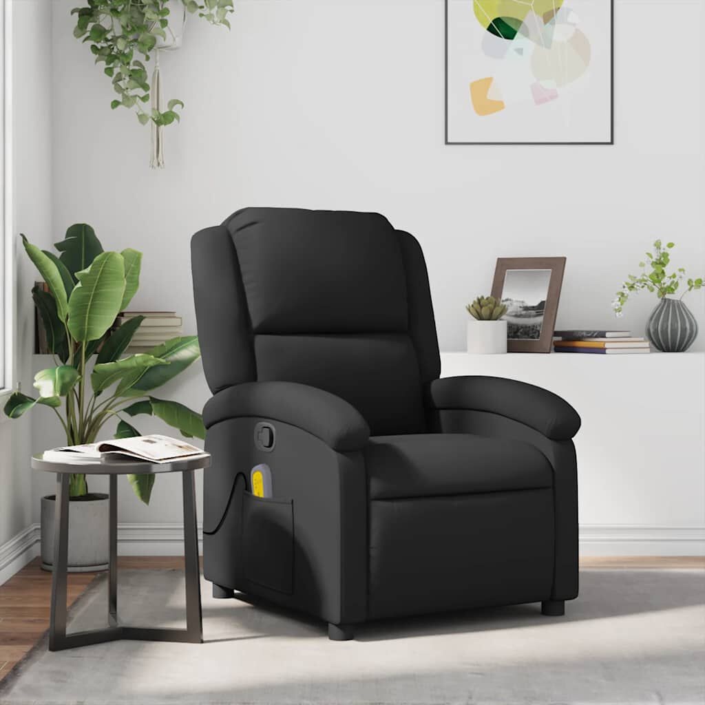 Luxe Massagestoel Echt Leer Zwart - 47% Korting