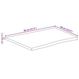 Tafelblad Massief Mangohout met Natuurlijke Rand 80x60 cm - 34% Korting
