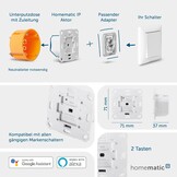 Homematic IP Smart Home-rolluikactuator voor merkschakelaars, digitale bediening voor 1-rolluiken via app, Alexa en Google Assistant, slimme aanpassing van elektrische rolluiken, 151322A0C
