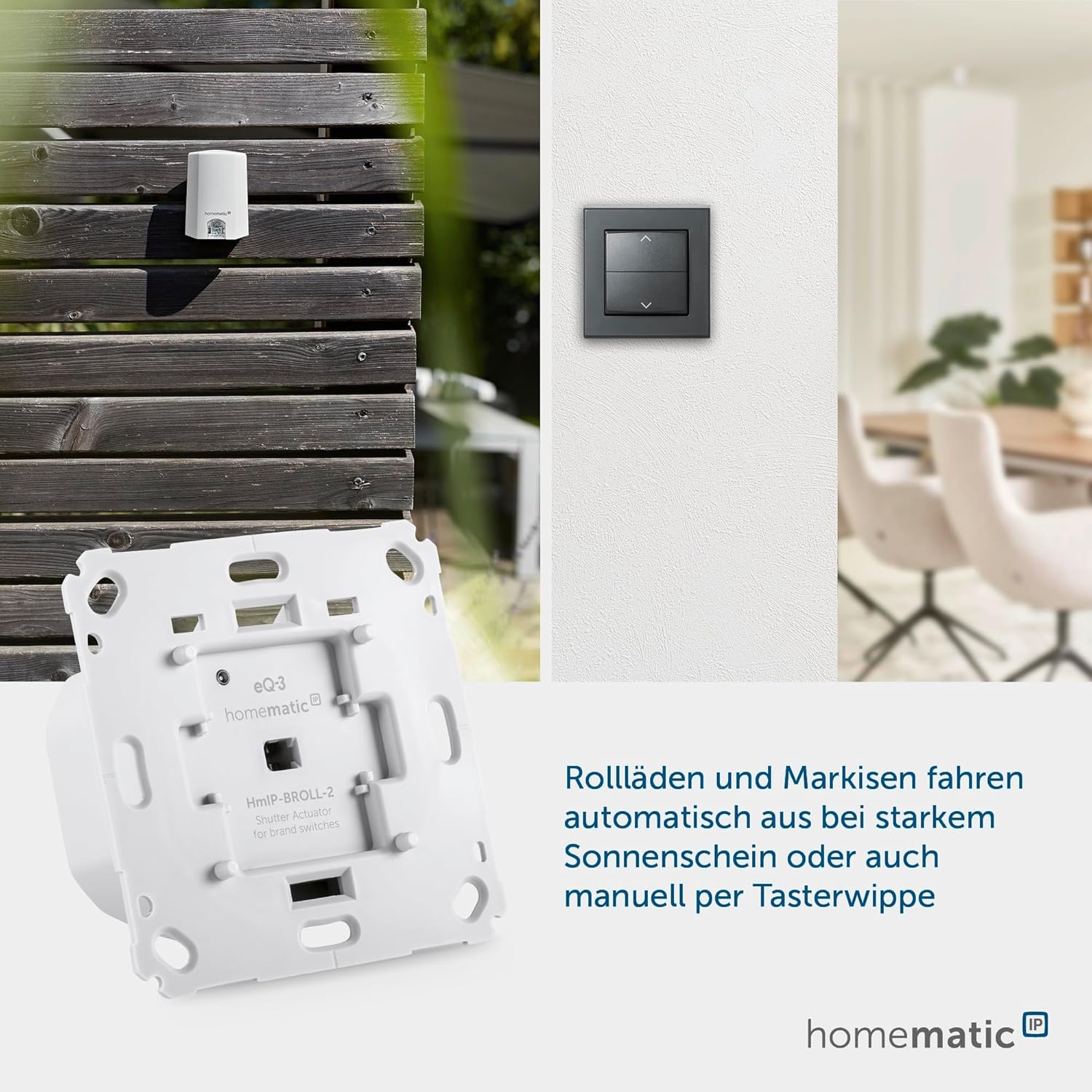 Homematic IP Smart Home-rolluikactuator voor merkschakelaars, digitale bediening voor 1-rolluiken via app, Alexa en Google Assistant, slimme aanpassing van elektrische rolluiken, 151322A0C