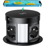 Intrekbare stekkerdoos met 4 stopcontacten, 2x USB-C, 2x USB-A en draadloze oplader, 3680W