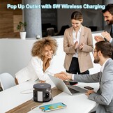 Intrekbare stekkerdoos met 4 stopcontacten, 2x USB-C, 2x USB-A en draadloze oplader, 3680W