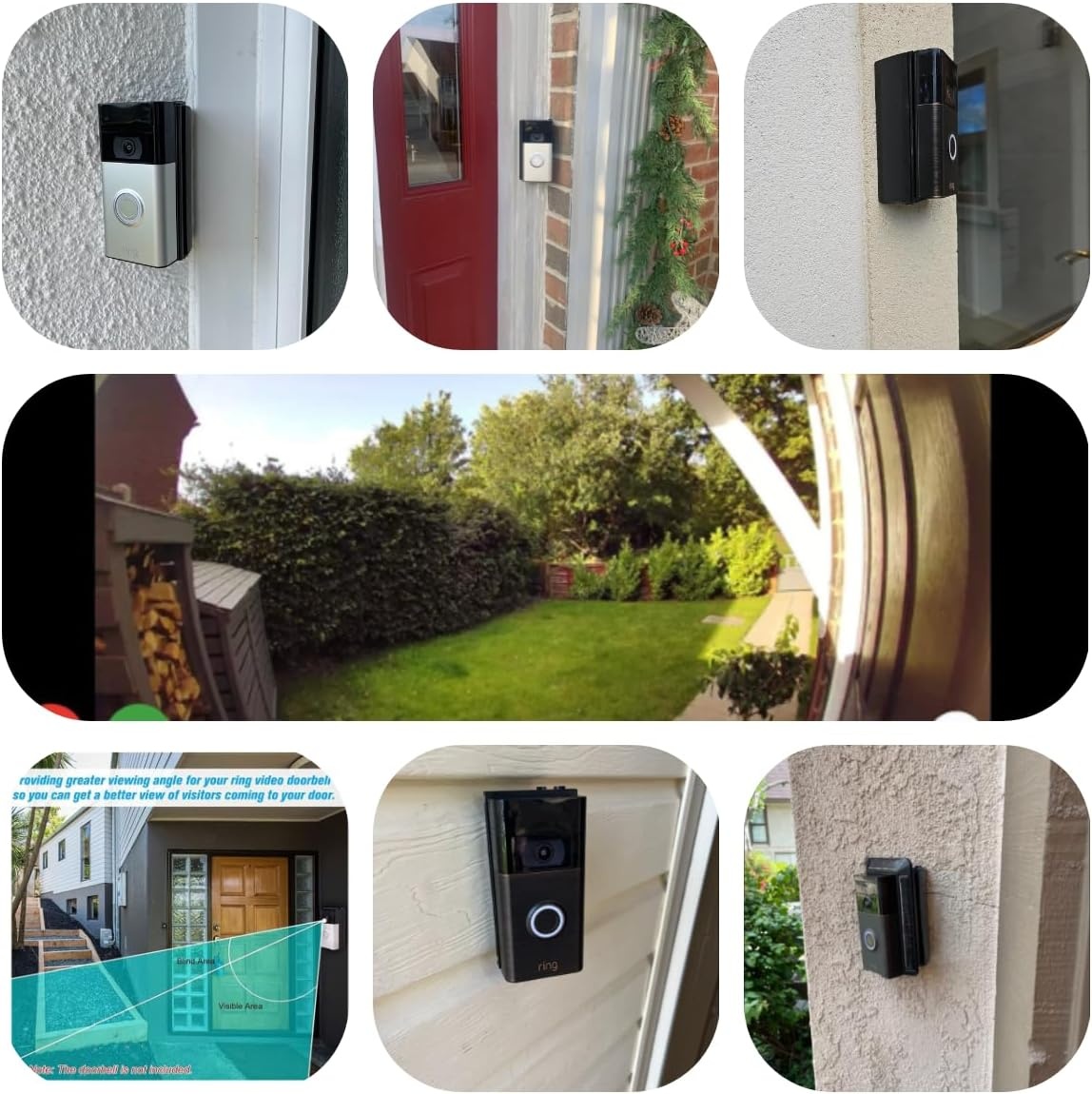 Verstelbare ring-deurbel, hoekmontage, compatibele ring-videodeurbel, 1 st/2 st/3 st/4, vervangende hoekaanpassing, videodeurbel, montageplaat, houder, wigkit