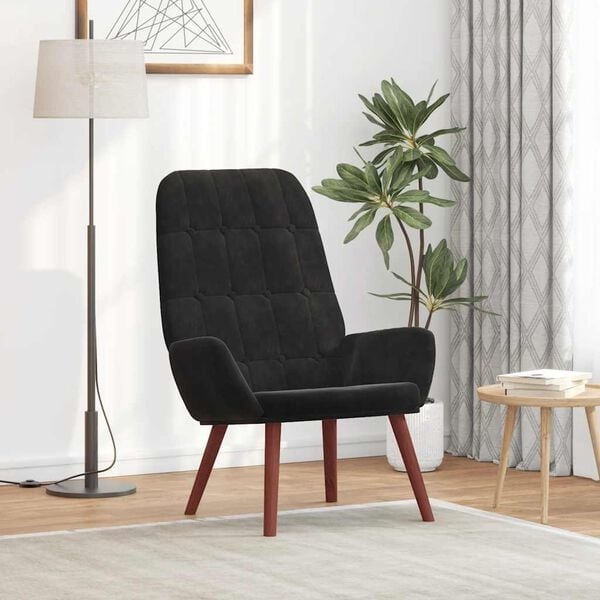 Relaxstoel Fluweel Zwart - 54% Korting