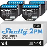Shelly Plus 2PM | WLAN & Bluetooth 2 kanalen Smart Relais schakelaar | rolluikschakelaar met stroomverbruikmeting | huisautomatisering | Google Home Alexa accessoires | iOS Android app (4 stuks) - Maat 4 Stucks
